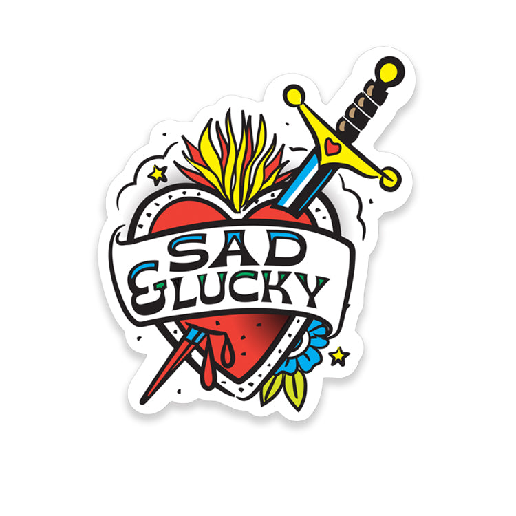Sad & Lucky Tattoo-Style Sticker